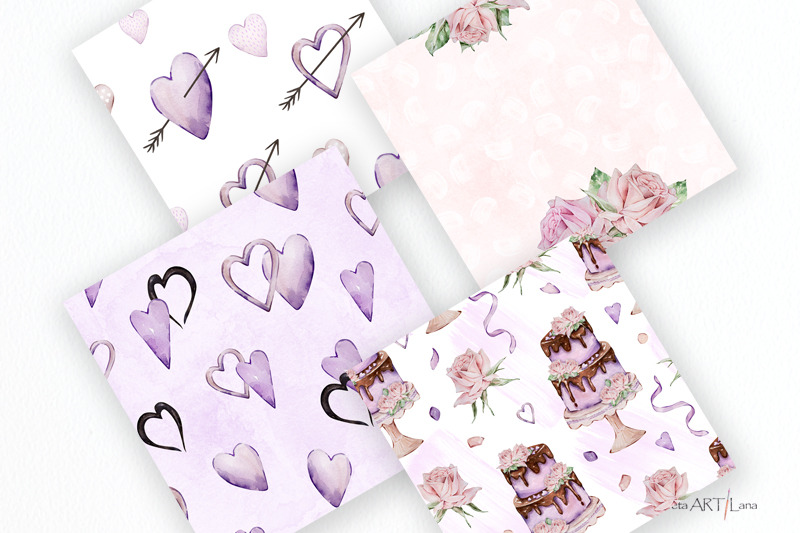 romantic-digital-paper-watercolor-valentines-seamless-pattern