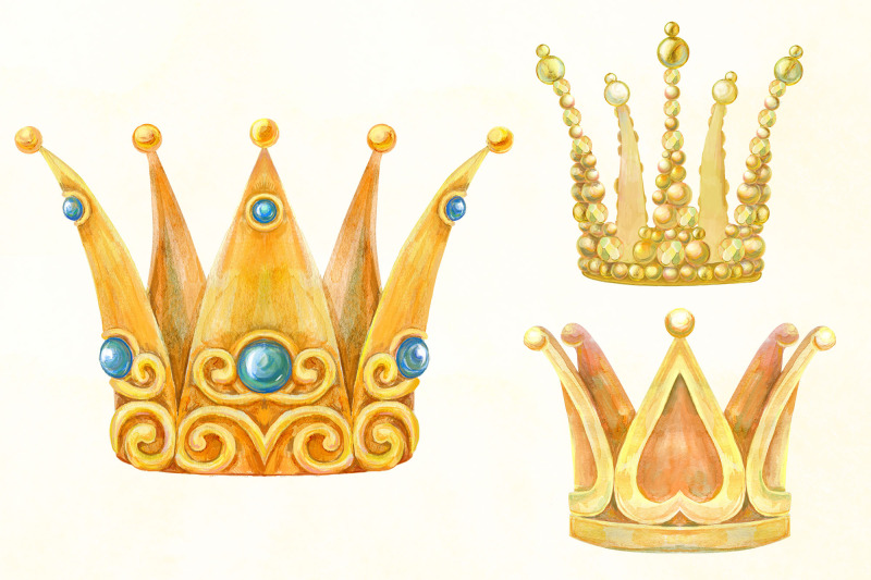 watercolor-golden-crowns-big-set