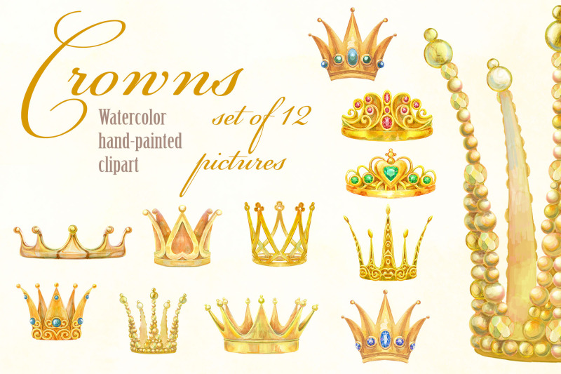 watercolor-golden-crowns-big-set