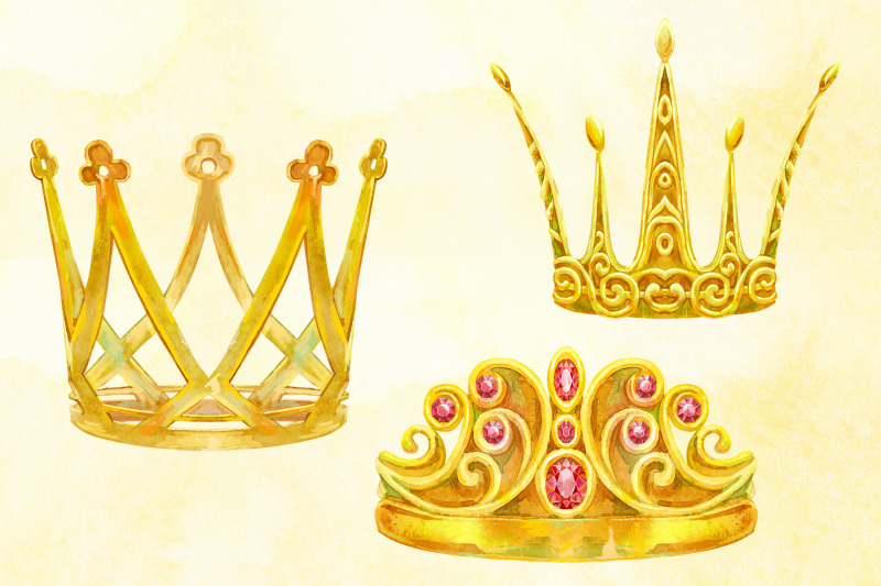 watercolor-golden-crowns-big-set