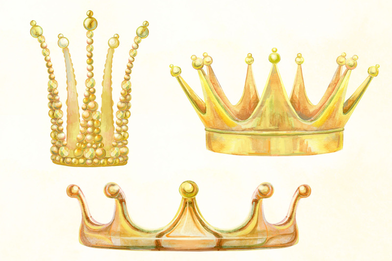 watercolor-golden-crowns-big-set