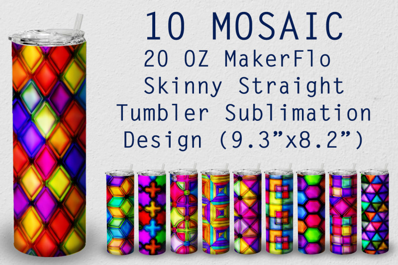 10-tumbler-straight-20-oz-sublimation-mosaic-wrap-design