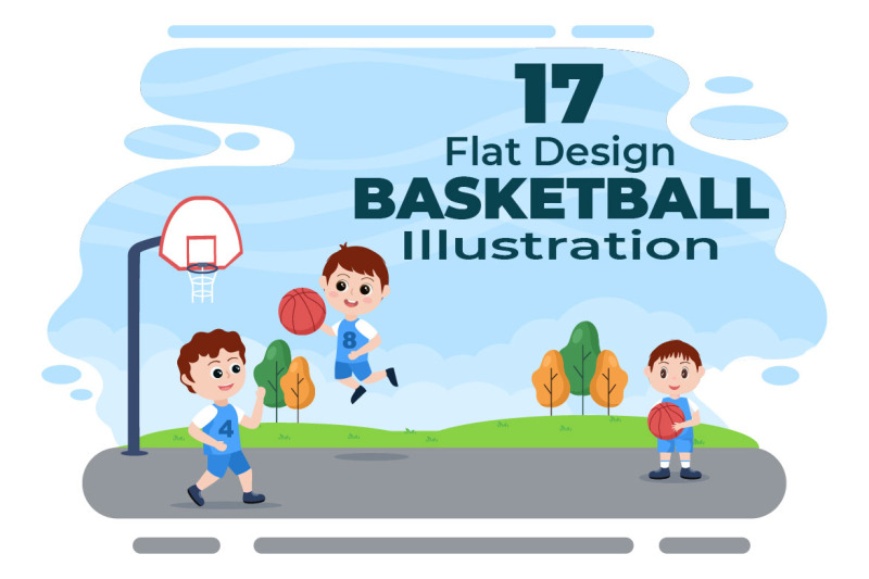 17-kids-cartoon-playing-basketball-flat-illustration