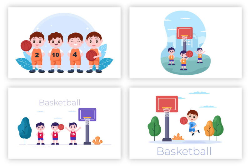 17-kids-cartoon-playing-basketball-flat-illustration