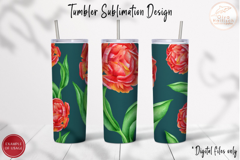 red-flower-watercolor-tumbler-sublimation-png-design-for-20-oz-tumbler