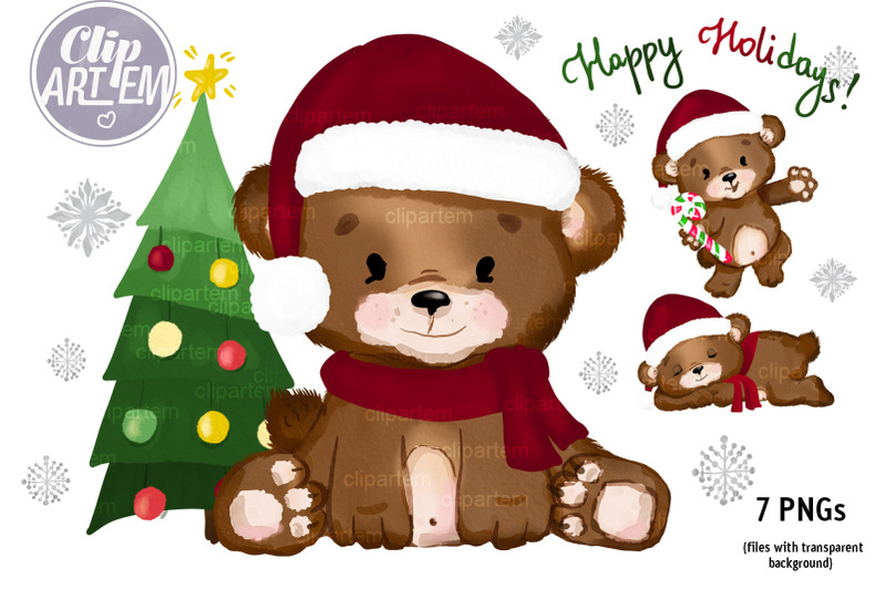 christmas-teddy-bear-santa-tree-new-year-watercolor-7-pngs-clip-art