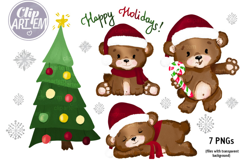 christmas-teddy-bear-santa-tree-new-year-watercolor-7-pngs-clip-art