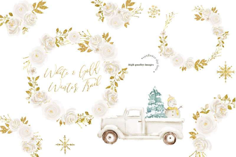 vintage-truck-winter-snowflakes-frame-clipart
