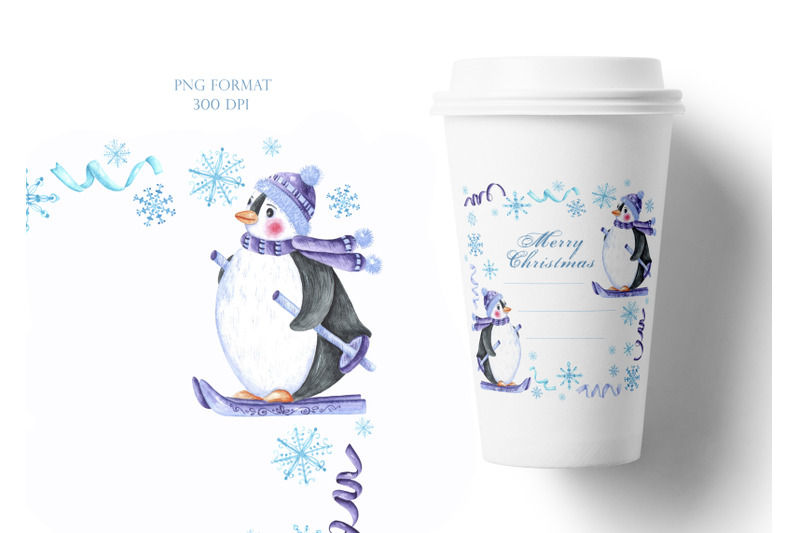 winter-penguins-watercolor-clipart-frame-border-cute-penguin