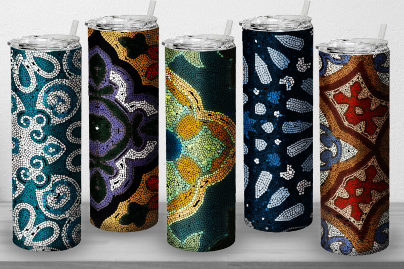 10-tumbler-straight-20-oz-sublimation-mosaic-wrap-design