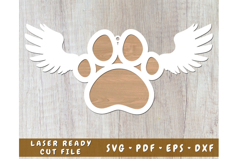 personalizable-dog-paw-with-angel-wings-laser-svg