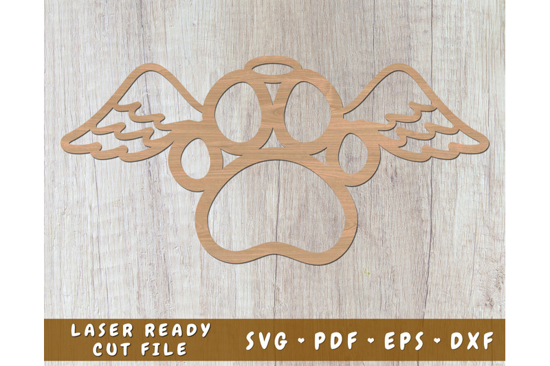 dog-paw-with-angel-wings-and-halo-laser-svg