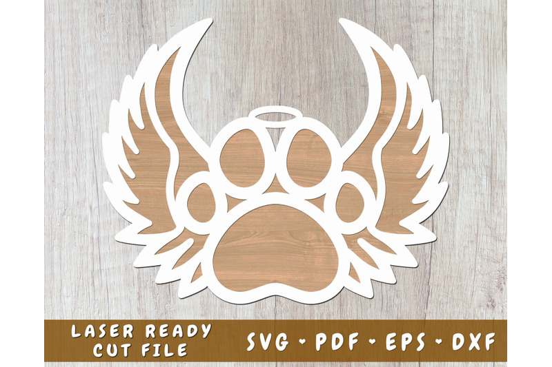 customizable-dog-paw-with-angel-wings-and-halo-laser-svg