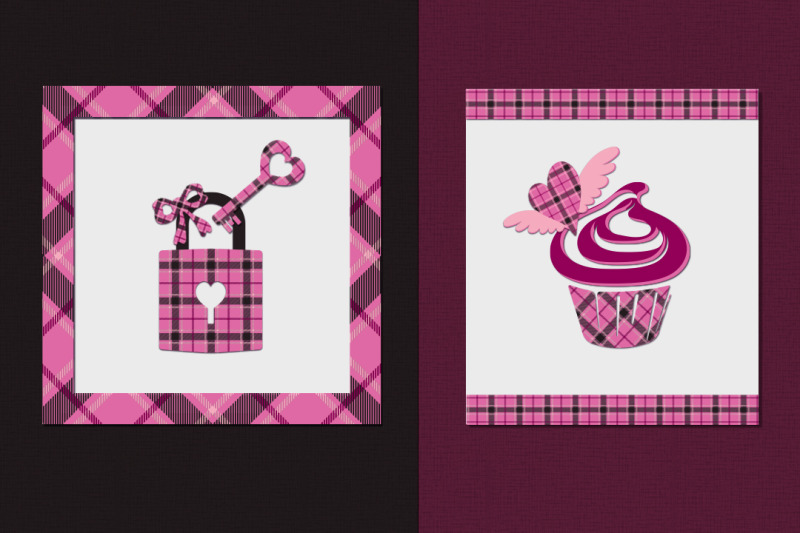 bundle-of-pink-checkered-elements-for-valentine-039-s-day