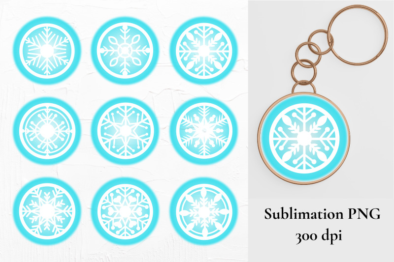 keychain-sublimation-snowflake-ornament-bleach-effect-png