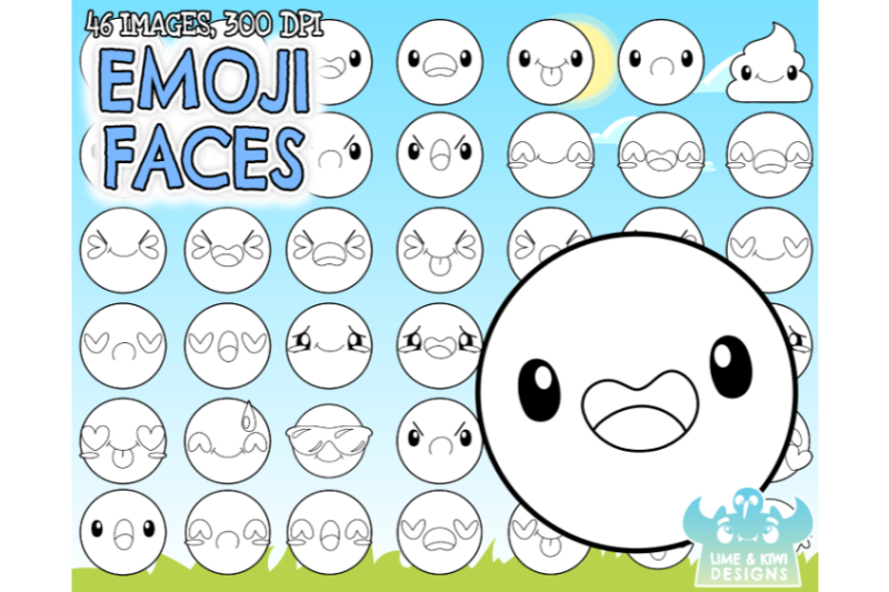 emoji-faces-digital-stamps-lime-and-kiwi-designs