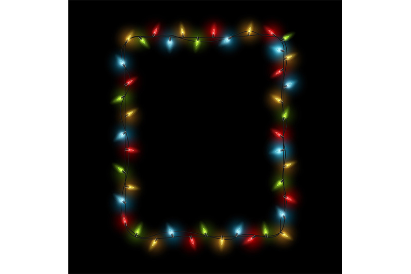 frame-garland-christmas-square-border-with-color-glowing-light-bulbs