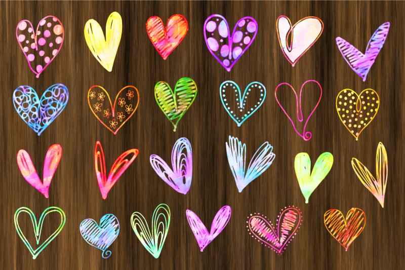 watercolor-love-heart-doodle-symbols