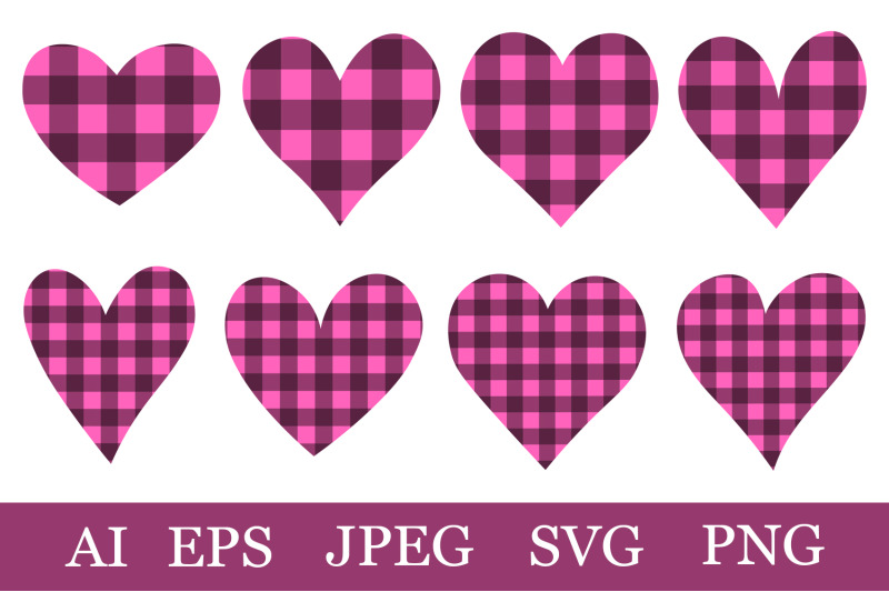 hearts-sublimation-hearts-pink-buffalo-plaid-hearts-svg