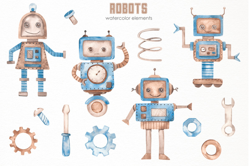 robots-watercolor-collection