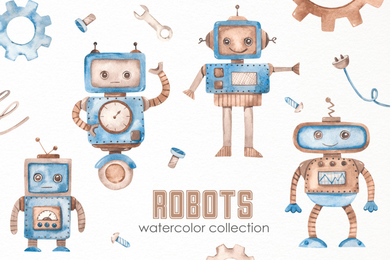 robots-watercolor-collection