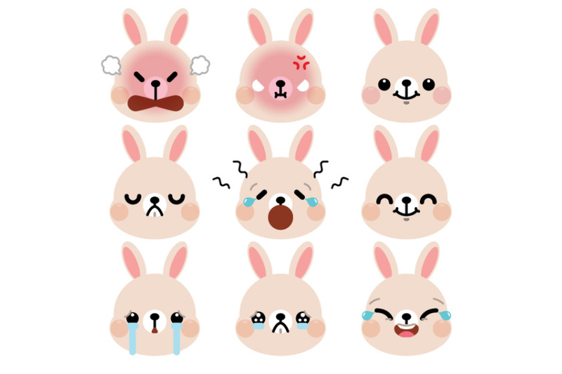 set-of-cute-cartoon-rabbit-emoji-set-2