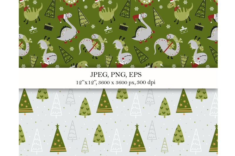 christmas-dinosaur-digital-paper-pack