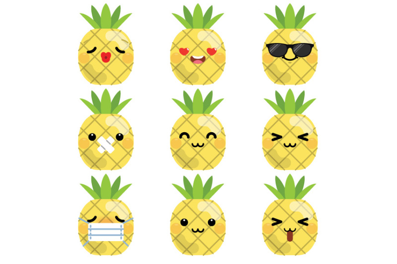 set-of-cute-cartoon-pineapple-emoji-set-1