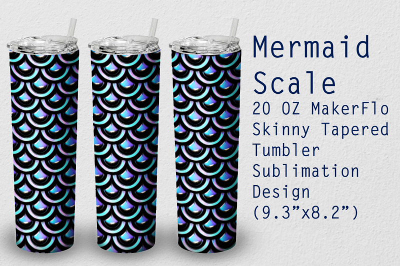 tumbler-tapered-20-oz-sublimation-mermaid-scale-wrap-design