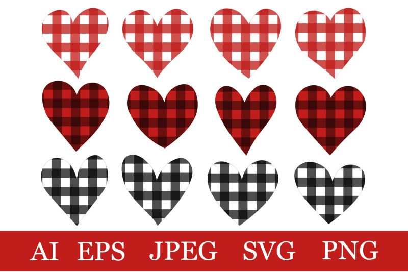 hearts-sublimation-hearts-buffalo-plaid-hearts-svg