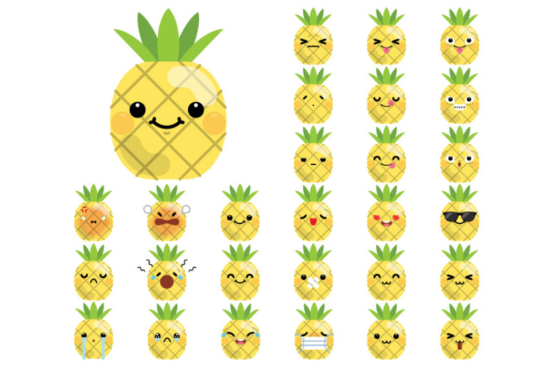 set-of-cute-cartoon-pineapple-emoji