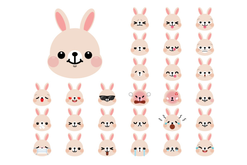 set-of-cute-cartoon-rabbit-emoji