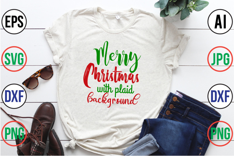 merry-christmas-with-plaid-background-svg