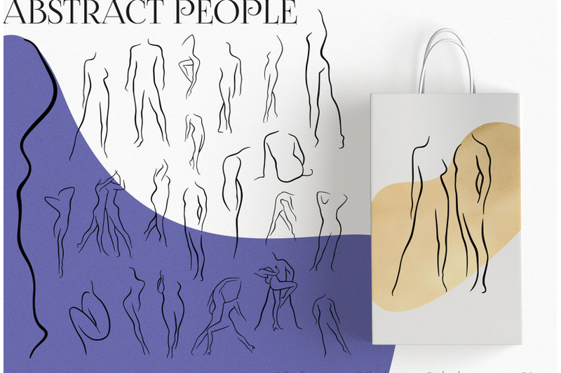 line-art-people-and-abstract-shapes-man-and-woman-clipart