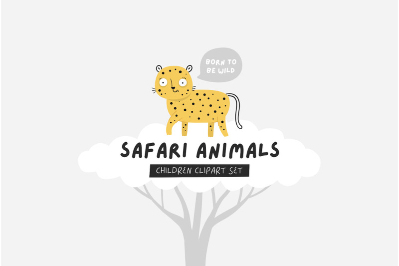 safari-animals-children-clipart-set