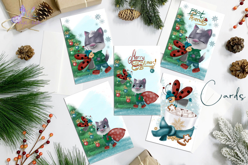 cat-and-ladybug-cards