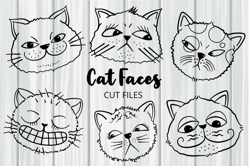 hand-drawn-cute-doodle-vector-cat-faces