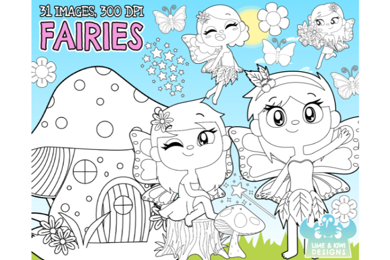 fairies-digital-stamps-lime-and-kiwi-designs