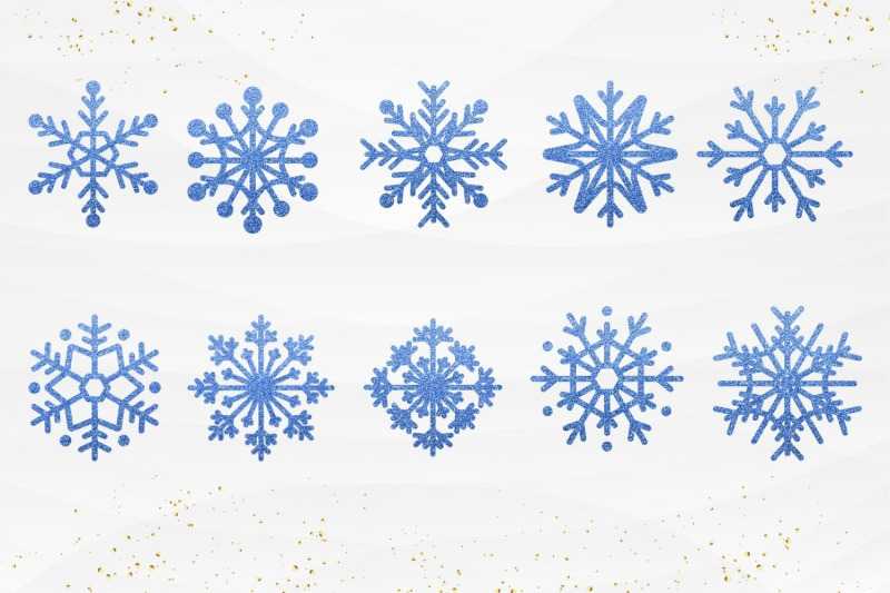 42-blue-glitter-snowflakes-collection