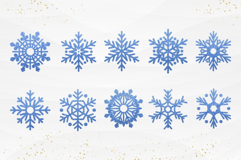 42-blue-glitter-snowflakes-collection