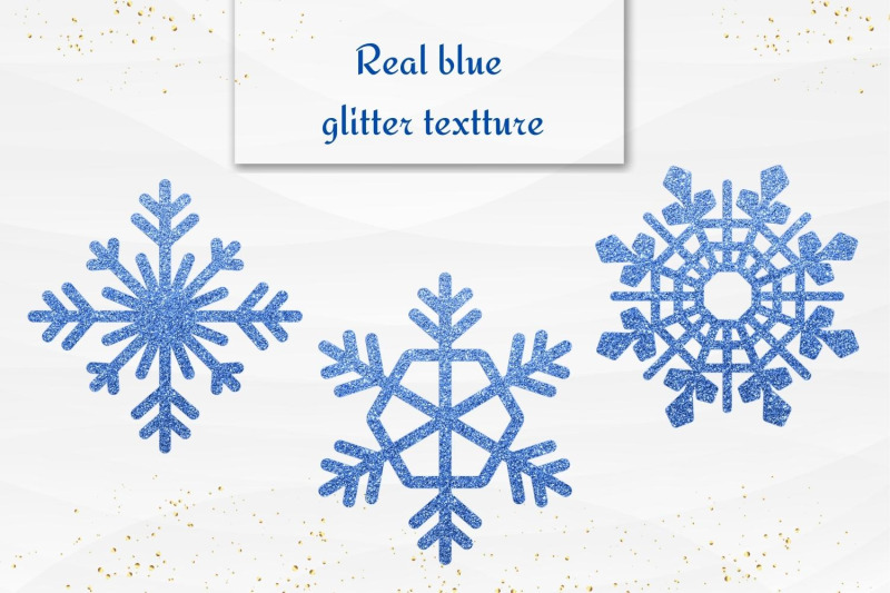 42-blue-glitter-snowflakes-collection