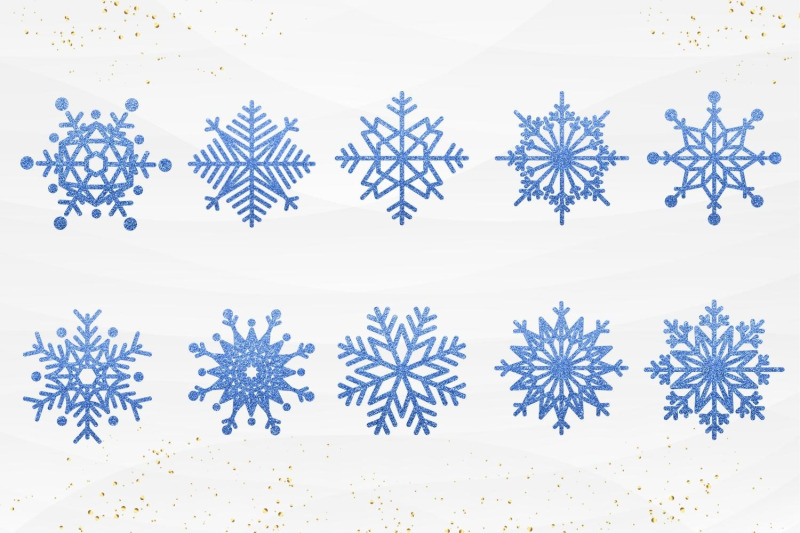 42-blue-glitter-snowflakes-collection