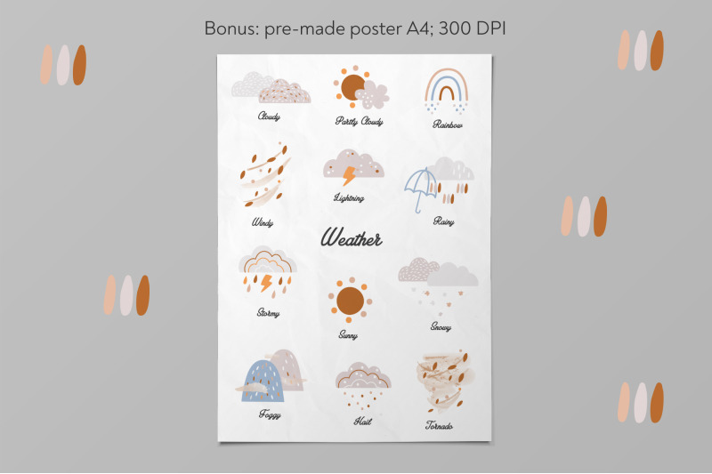weather-poster-in-boho-style-nursery-wall-dcor-weather-clipart