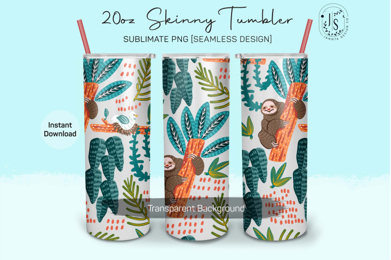 tropical-sloth-20oz-tumbler-sublimation-tropical-summer