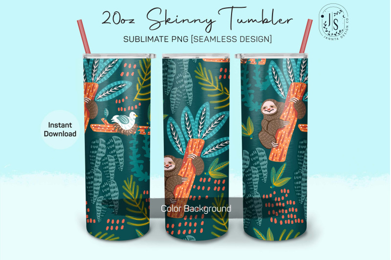 tropical-sloth-20oz-tumbler-sublimation-tropical-summer