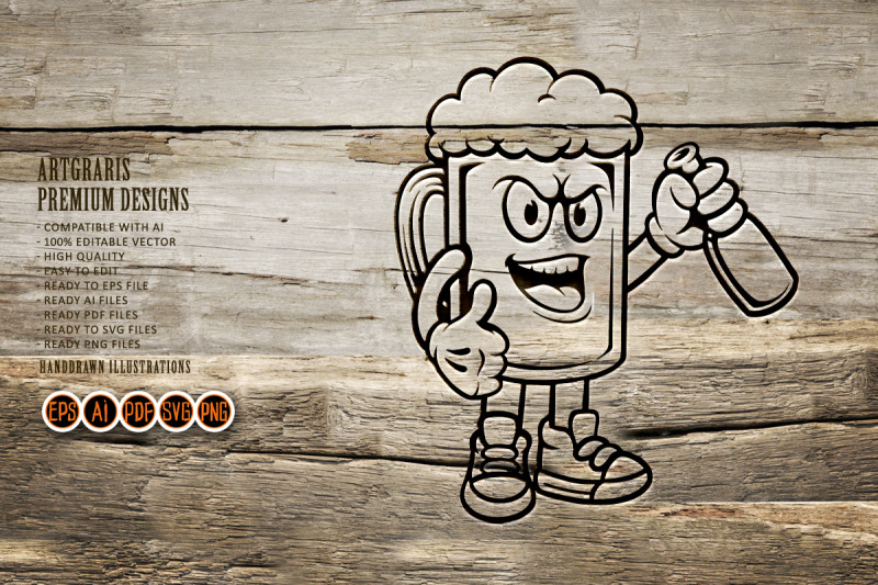 beer-glass-cartoon-mascot-silhouette