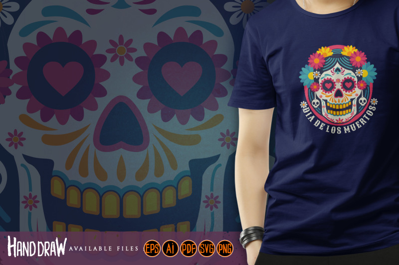 cute-girl-skull-muertos-flowers