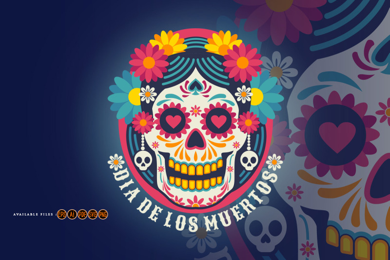 cute-girl-skull-muertos-flowers