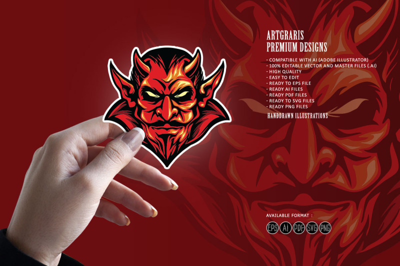 angry-red-demon-mascot-illustrations