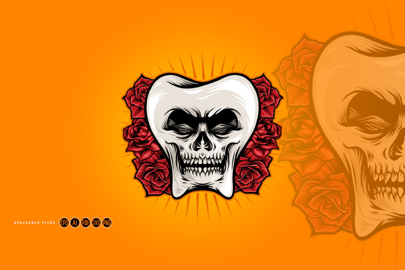 tooth-skull-with-rose-illustrations